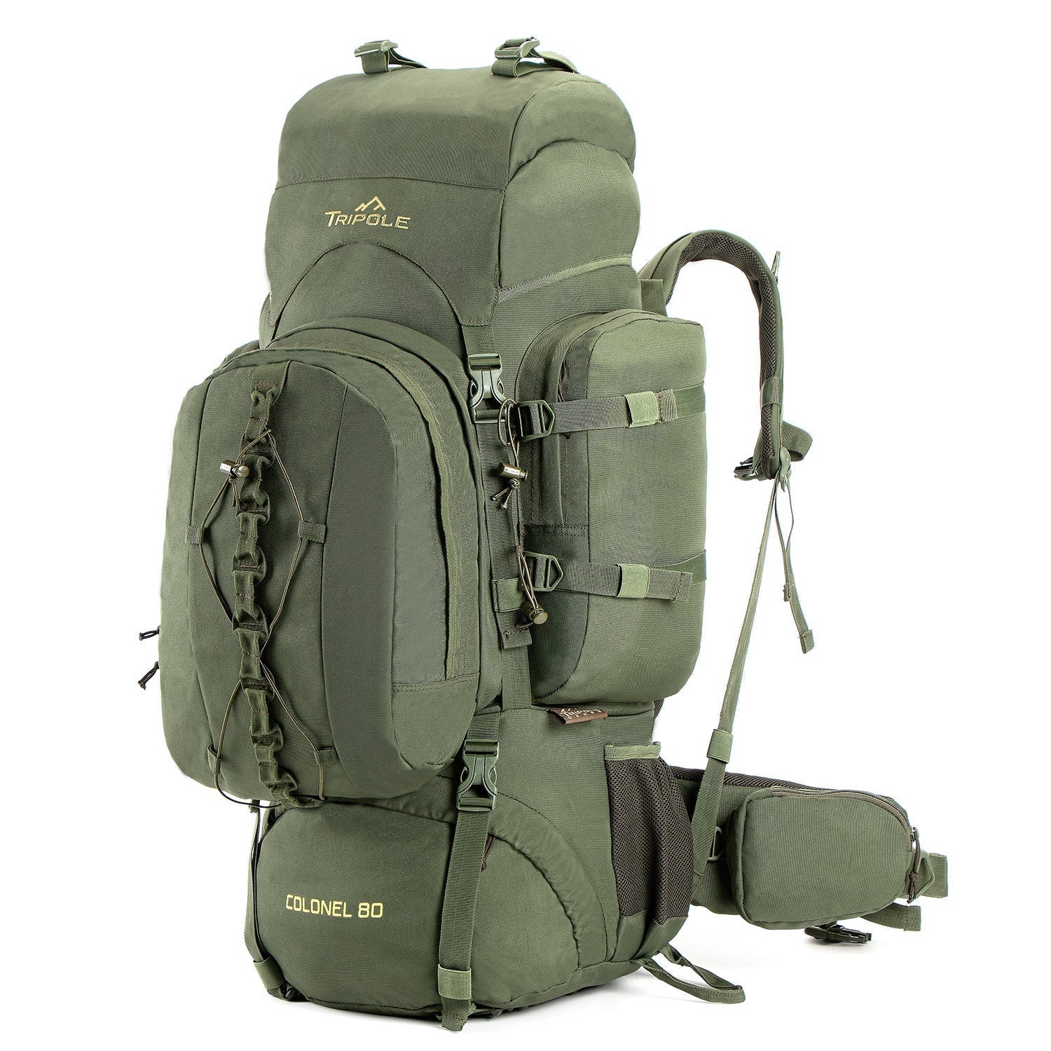 Tripole Colonel Metal Frame Rucksack with Detachable Bag & Rain Cover for Trekking & Travelling | Men & Women | 3 Year Warranty | Army Green | 95 Litre