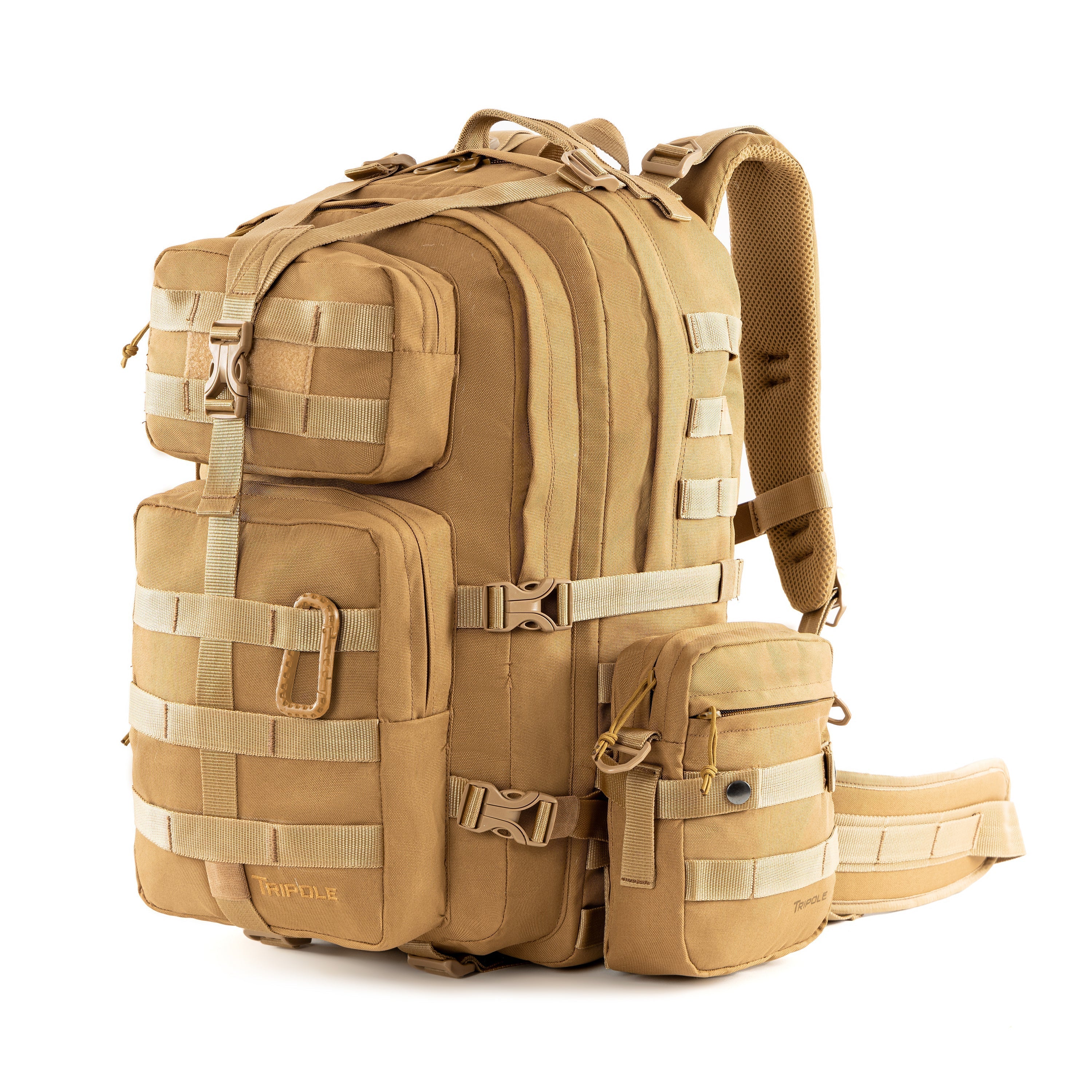 Tripole Alfa 45 Litres Military Tactical Backpack and Rucksack with Detachable Sling Bag Khaki | Rain Cover | 3 Year Warranty