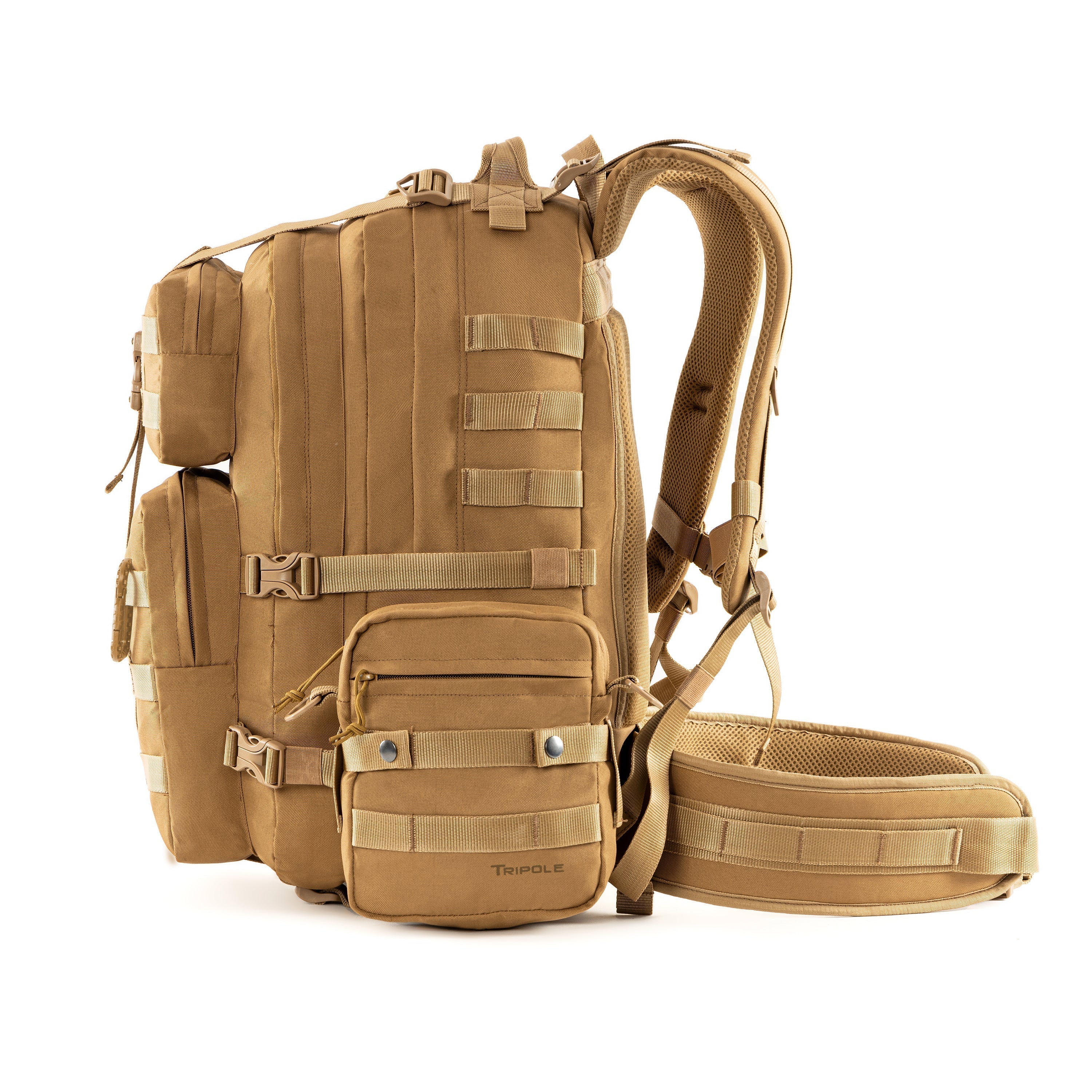 Tripole Alfa 45 Litres Military Tactical Backpack and Rucksack with Detachable Sling Bag Khaki | Rain Cover | 3 Year Warranty
