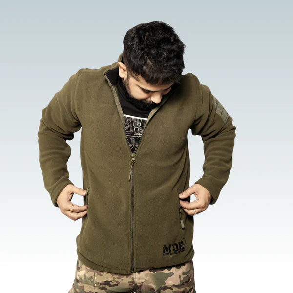 MDE Fleece Full Zipper Olive Jacket