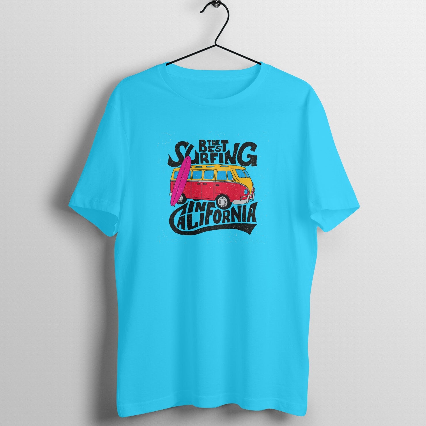 SIRIMIRI California Surfing Design Round Neck T-shirt