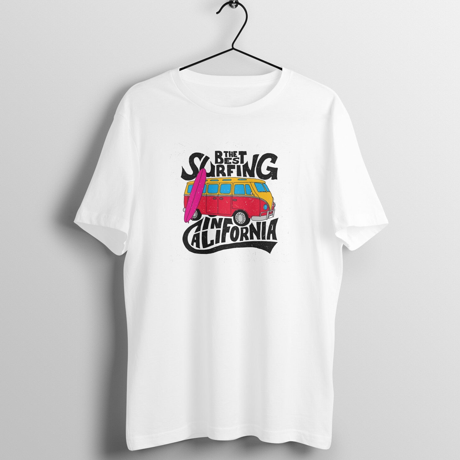 SIRIMIRI California Surfing Design Round Neck T-shirt