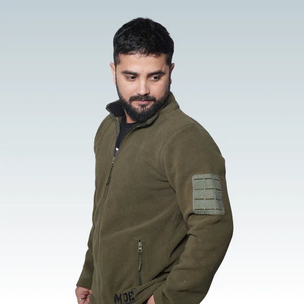 MDE Fleece Full Zipper Olive Jacket