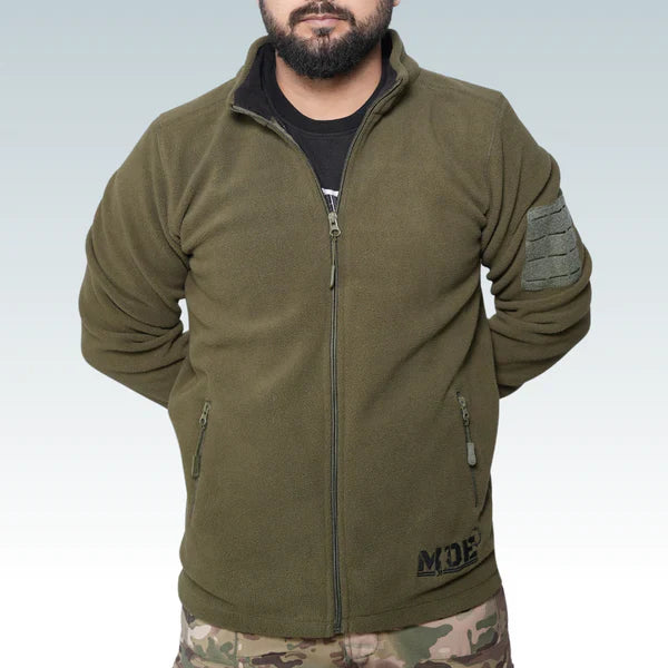 MDE Fleece Full Zipper Olive Jacket