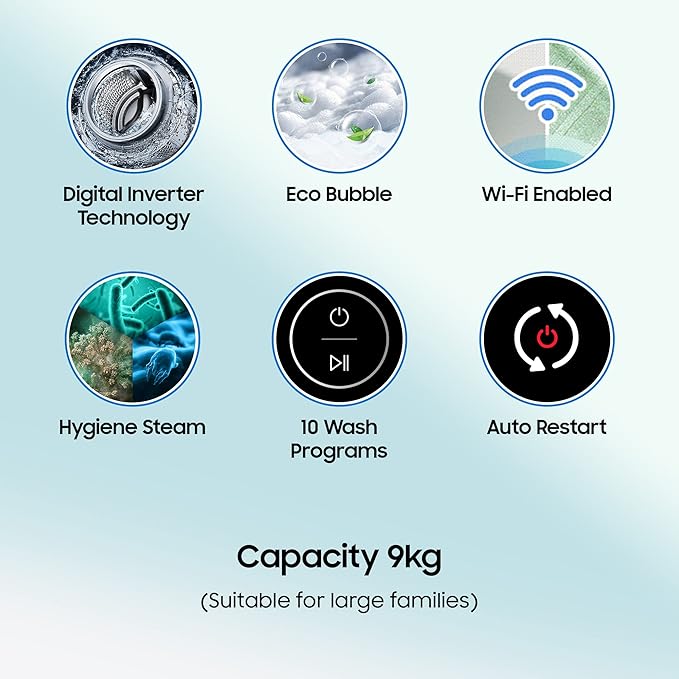 Samsung 9.0 kg Ecobubble™ Top Load Washing Machine with Wi-Fi Connectivity, WA90BG4542BD